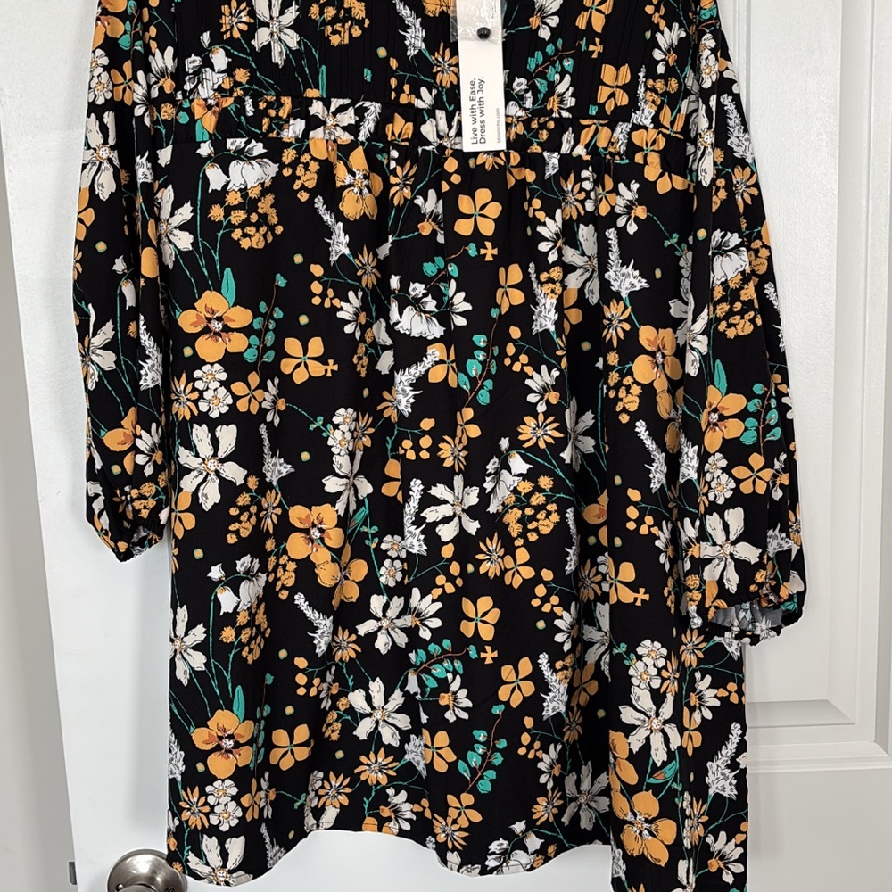 BloomChic Black and Orange Floral Blouse